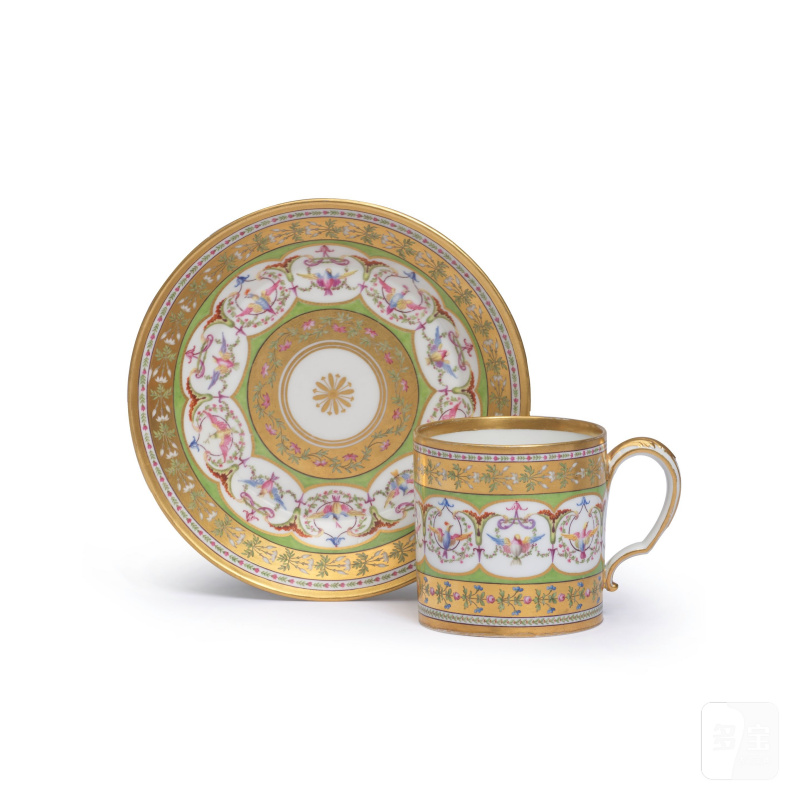 A Sèvres hard-paste porcelain cup and saucer (gobelet litron et soucoupe), dated 1786
